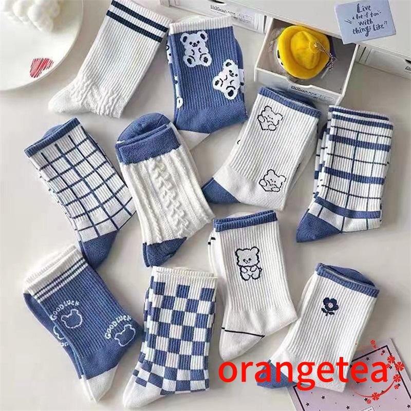 Tất dệt kim thoáng khí chống trượt in họa tiết hoạt hình dễ thương cho nữ