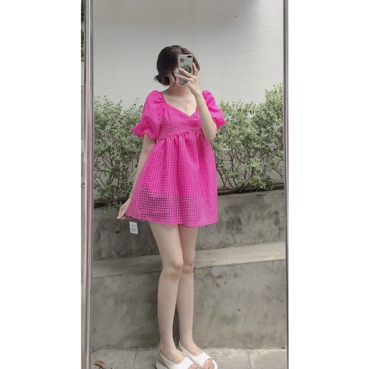 ÁO BBD CARO TAY PHỒNG VIBEA