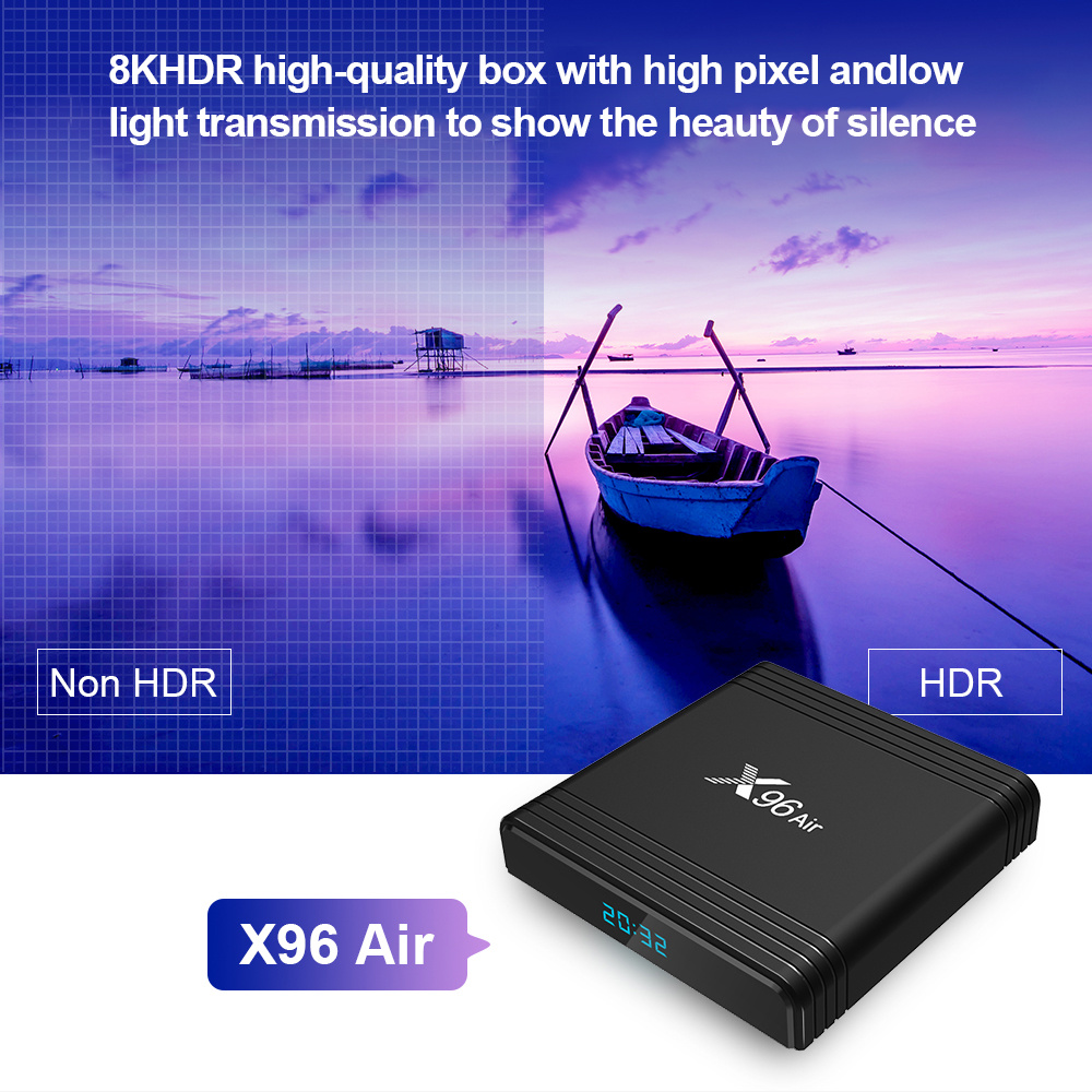 Android Tivi Box X96Air: Ram 2G - Bộ nhớ trong 16G, CPU Amlogic S905X3, Android 9.0, Dual Wifi, Video 8K
