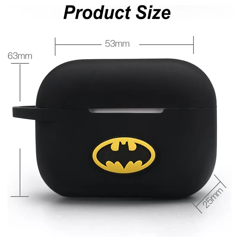 Ốp bảo vệ Airpods Pro silicone phiên bản có Logo Marvel, DC và Móc Khoá