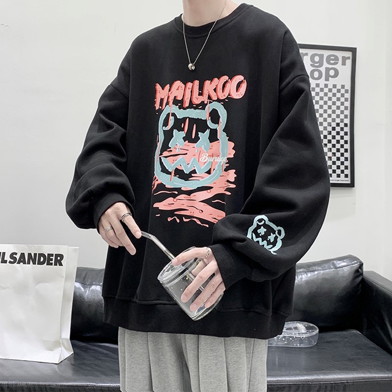 Áo sweater nam nữ in hình mặt gấu siêu chất. áo sweater form rộng