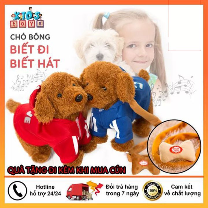 [Mẫu Đẹp] Chó Bông Chạy Bằng Pin Biết Hát  , Sủa , Lắc Mông Cực Dễ Thương Dành Cho Bé