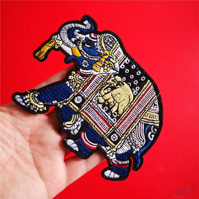 ☸ Sticker Ủi Thêu Hình Voi Ai Cập ☸ 1 Miếng Vá Ủi Quần Áo Hình Huy Hiệu (M - 12.3CM * 10CM)