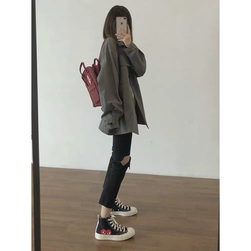 Quần baggy jean đen ống suông xẻ rách gối có Bigsize quảng châu hàng sẵn