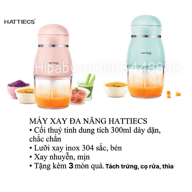 Máy Xay Ăn Dặm Xay Thịt Đa Năng Hattiecs Cối Thuỷ Tinh