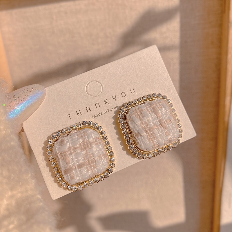 Khuyên Tai Hình Vuông Đính Kim Cương Phong Cách Thời Trang Hàn Quốc Chất Lượng Cao 2022 Cho Nữ