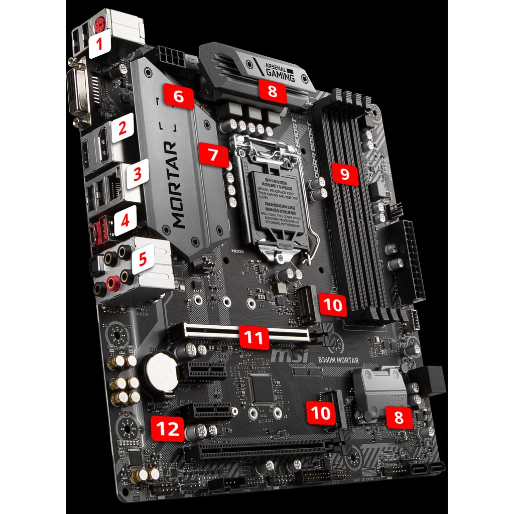 [Xả lỗ siêu rẻ] Mainboard MSI B360M MORTAR (Intel B360, LGA 1151-v2, M-ATX, 4 khe RAM DDR4)- Hàng chính hãng BH 36 tháng