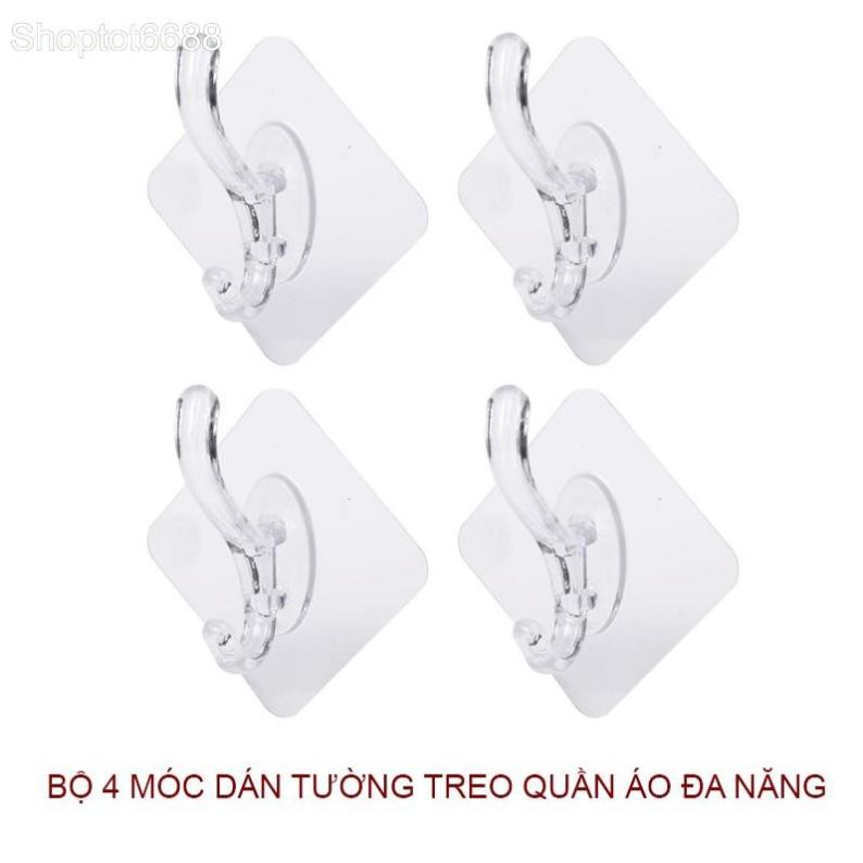 BỘ 4 MÓC TREO QUẦN ÁO ĐA NĂNG L1033N DÁN TƯỜNG LOẠI NHỎ (Kho hàng Hà Nội)