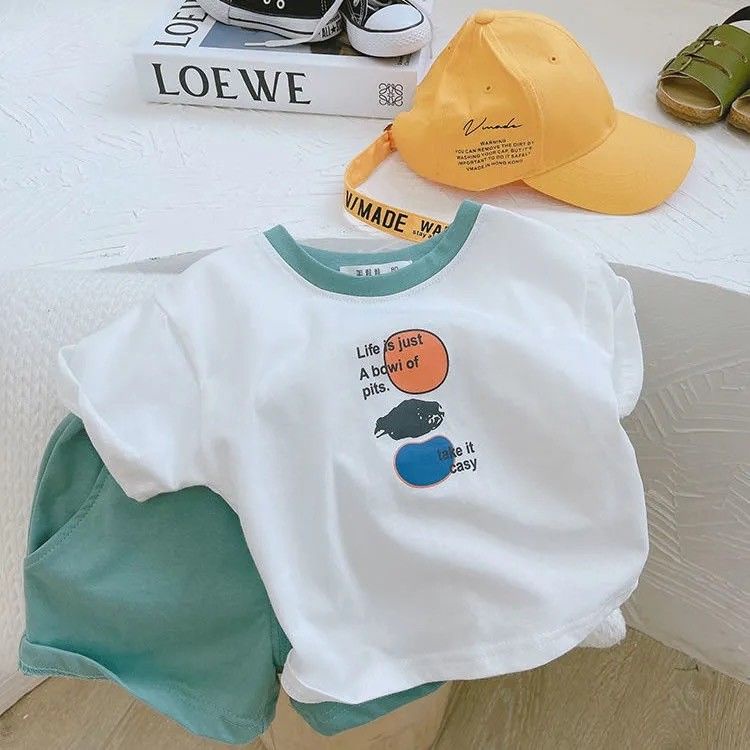 Set Áo Thun Tay Ngắn In Hình Hoạt Hình + Quần Short Thời Trang Mùa Hè Cho Bé Trai 2023