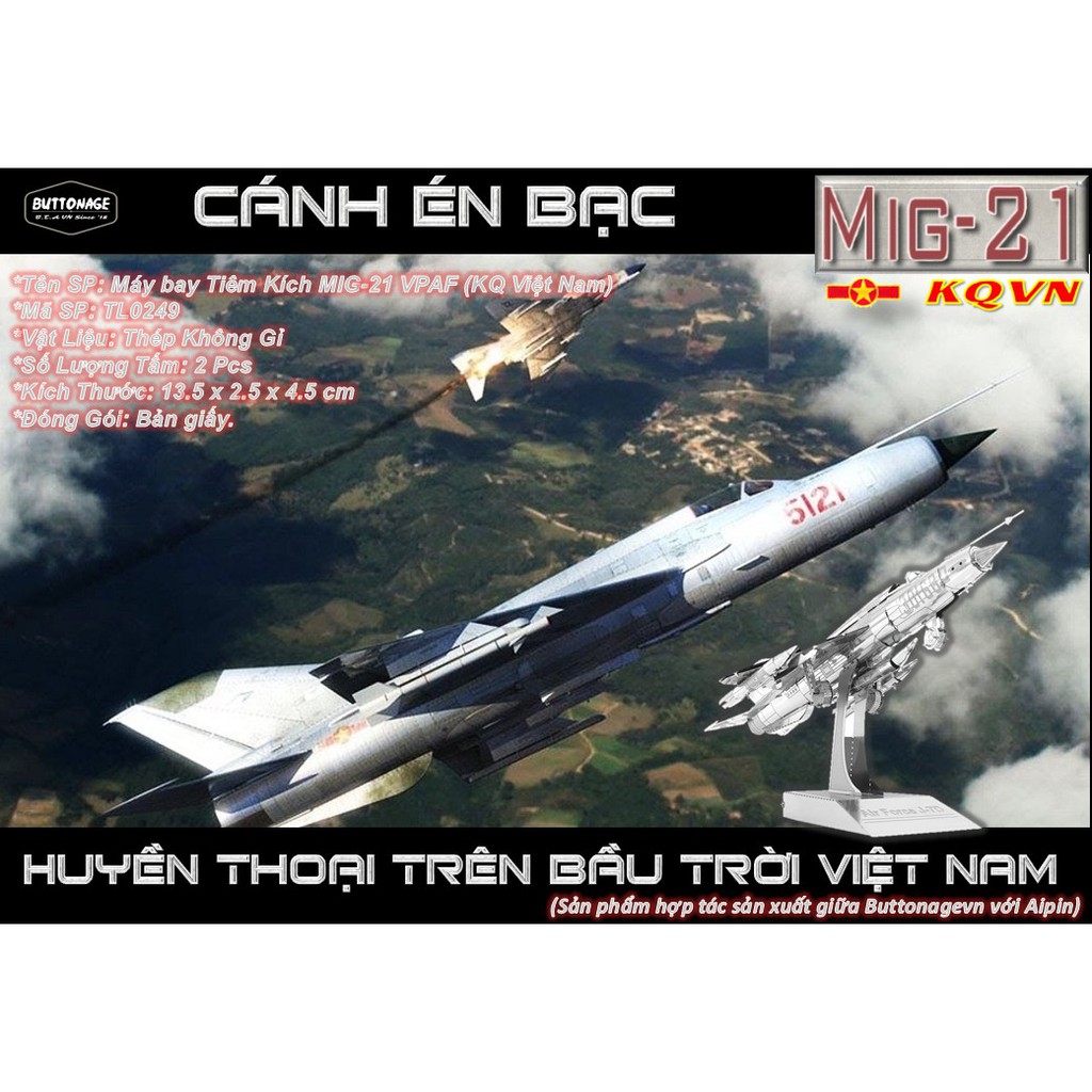 Mô Hình Lắp Ráp 3d Máy bay Tiêm Kích MIG-21 KQ Việt Nam