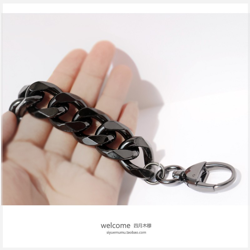 ✽Rough trimming gun black bag with handle aluminum chain metal decorative accessories shoulder