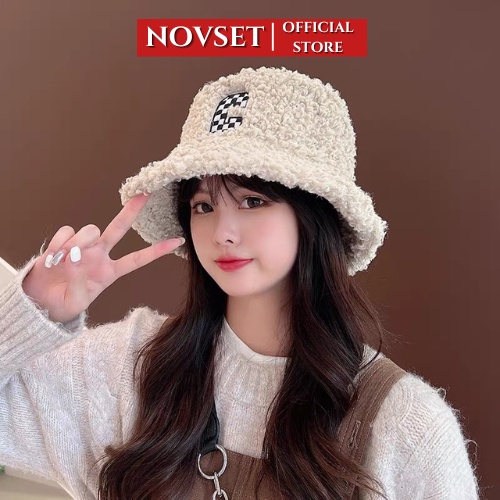 Mũ bucket Lông cừu NOVSET hoạ tiết chữ C mới hot hit [ D706 ]