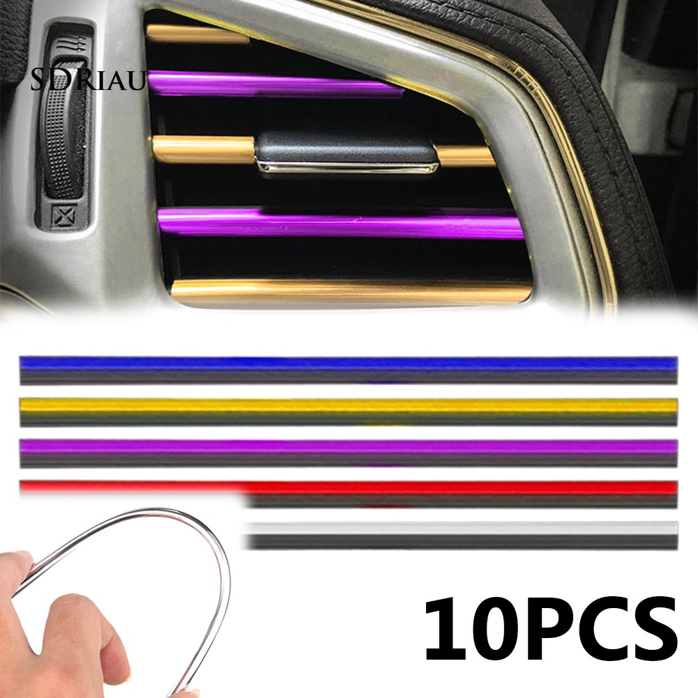 10Pcs Universal U Shape Car Air Conditioner Outlet Trim Strip Grille Decoration