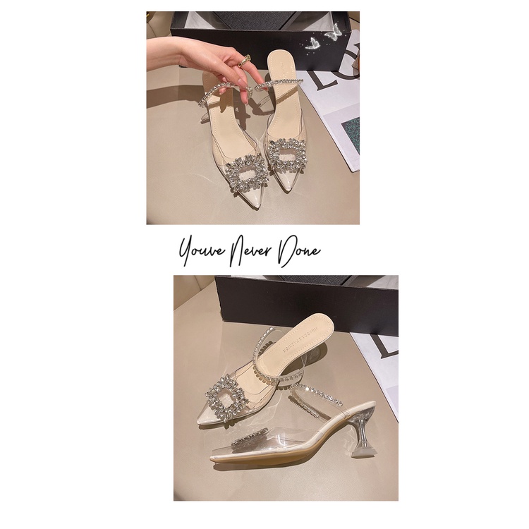 Giày Cao Gót Quai Trong Suốt Thời Trang Mùa Hè Dành Cho Nữ