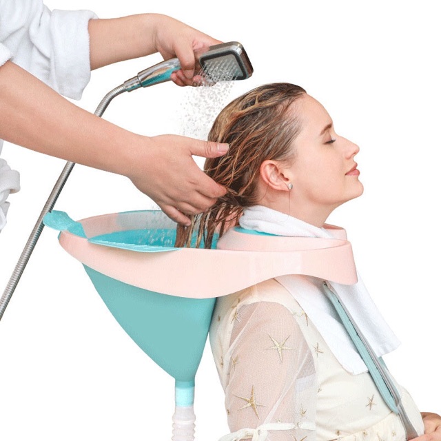 Chậu gội đầu bà bầu, chậu gội đầu trẻ em tiện dụng (Tặng kèm khăn + nút bịt tai+ ống thoát nước)