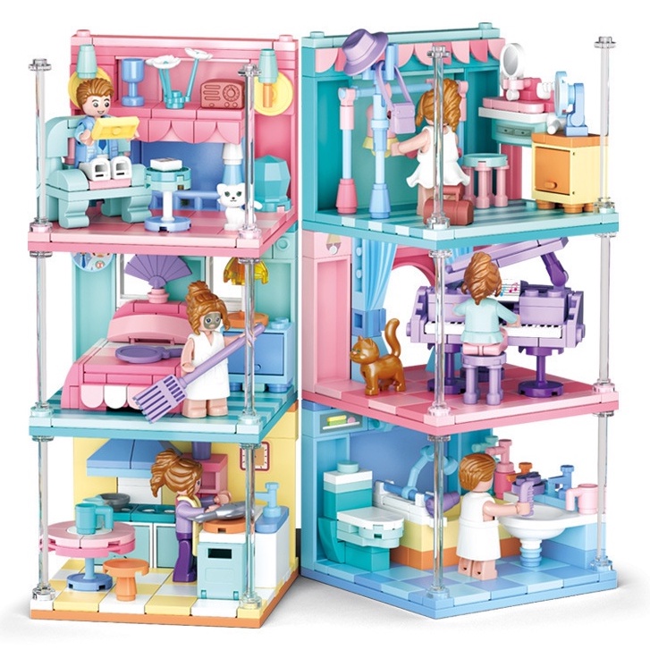 (sẵn) Đồ chơi xếp hình lắp ráp Đồ chơi lego bé gái lego friends 660 mảnh ghép căn hộ tiện nghi 6 trong 1 model M38-B0757
