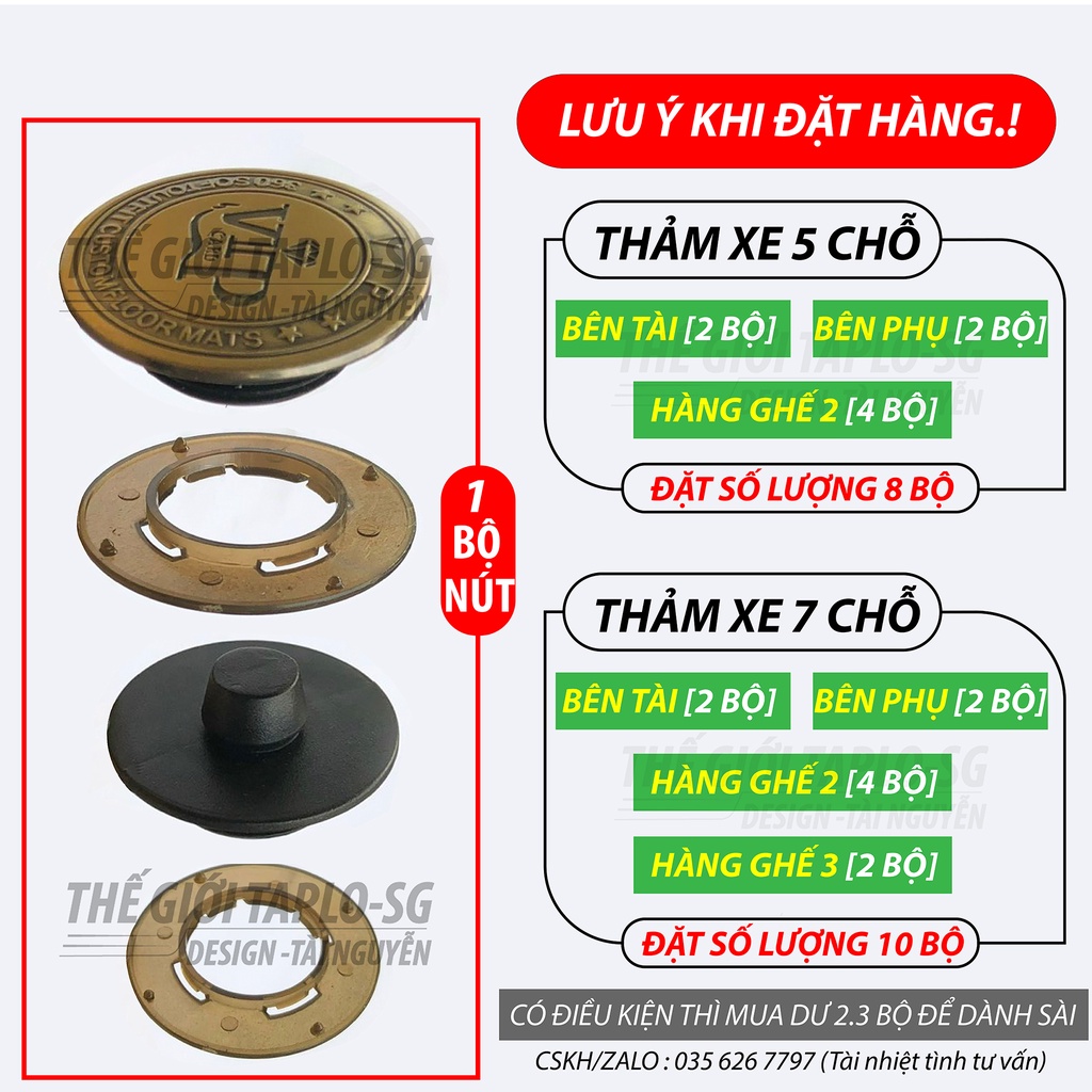 Khuy nút cố định thảm lót sàn ô tô 5D 6D dành cho xe hơi 5,7 chỗ 4 miếng giữ rối không bị xô lệch khi di chuyển