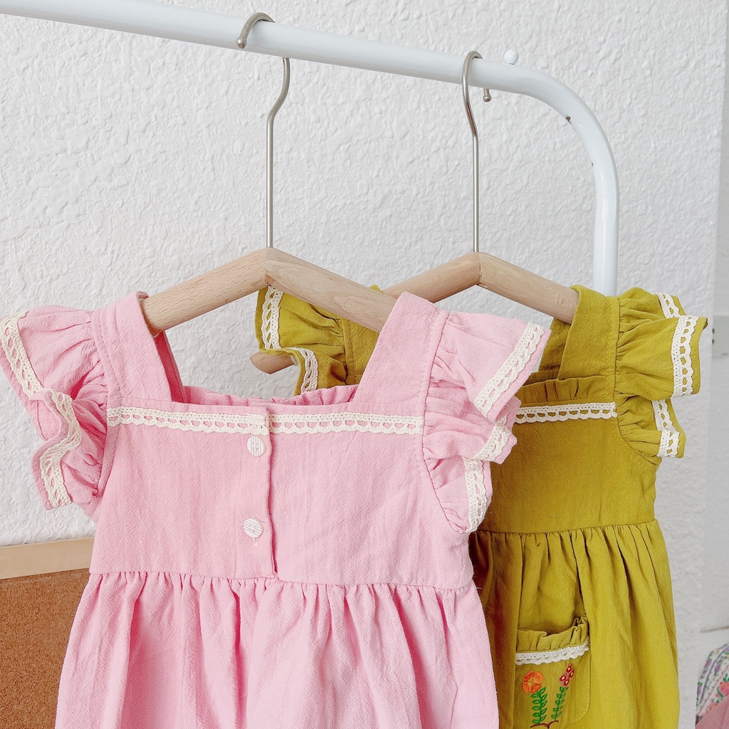 Váy hè cánh tiên cổ vuông 2 túi cho bé 1-6 tuổi (Mã 170602)