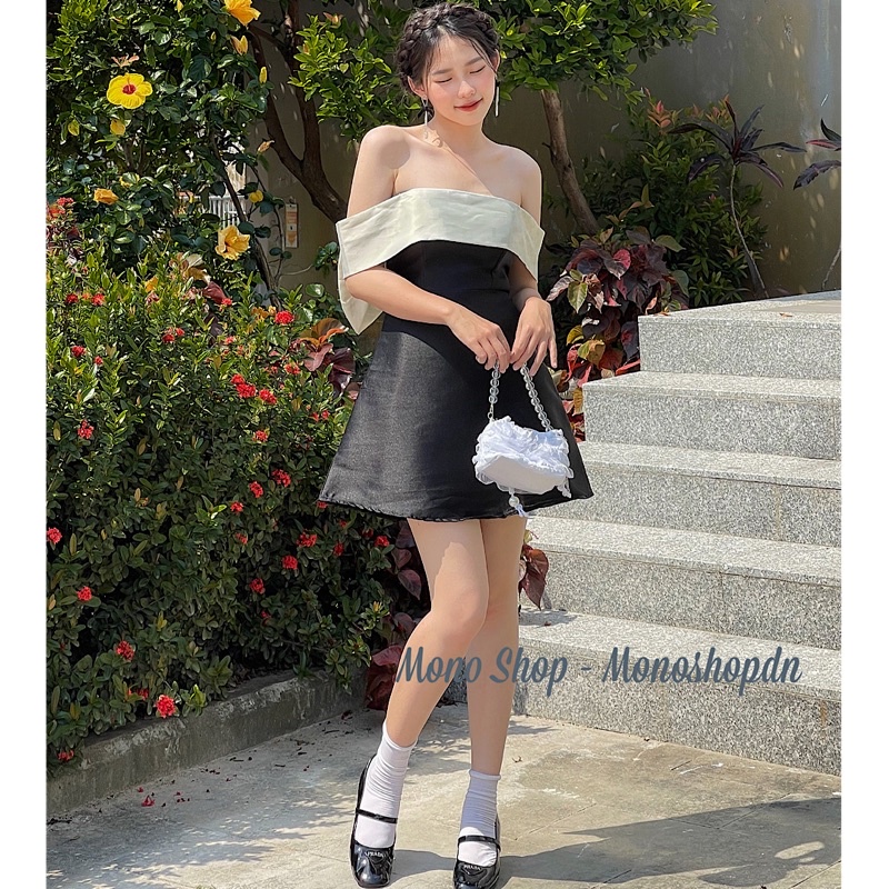 Đầm cúp ngực đen nơ lưng to tiểu thư buộc sẵn ảnh thật/ sẵn | BigBuy360 - bigbuy360.vn