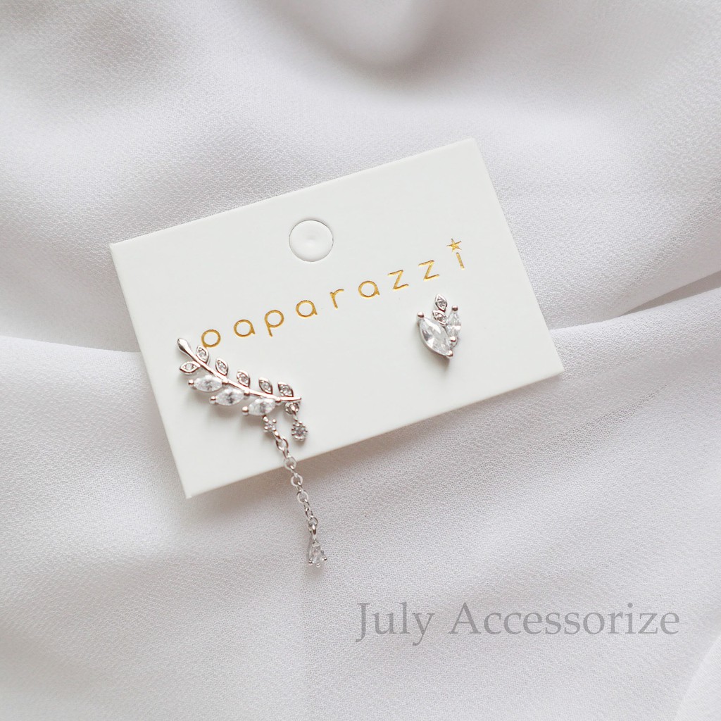 bông tai bạc nữ 925 30% hình chiếc lá lệch độc cá tính july accessorize BT069