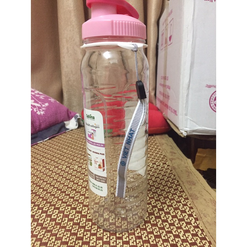 Bình đựng nước, bình nước bằng Nhựa BPA FREE MIGO Cao cấp - 1521 - An toàn, trong suốt, có rây lọc, quai xách TA4
