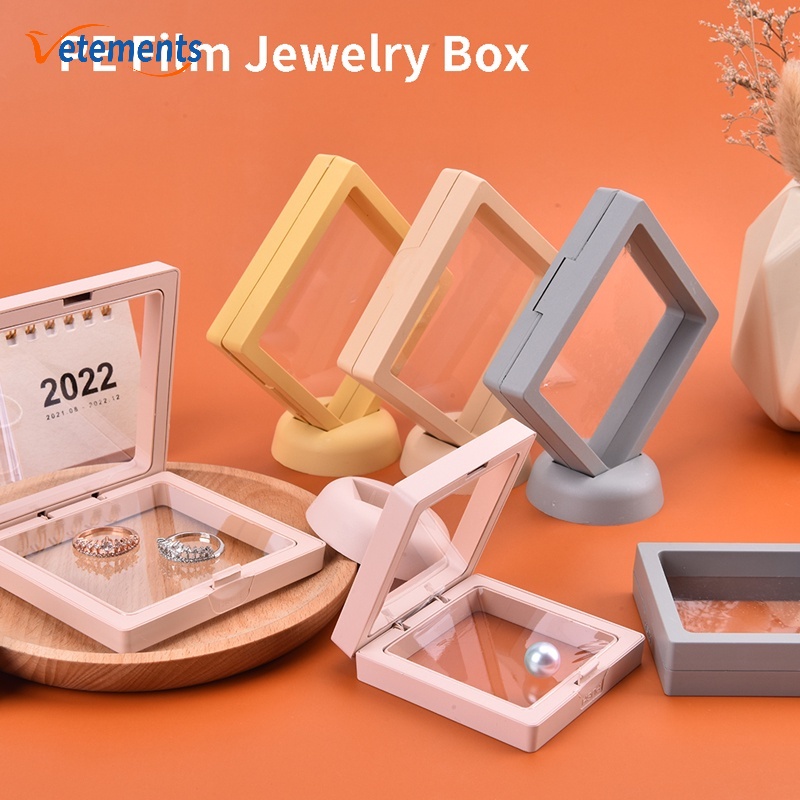 Hộp Nhựa PE Trong Suốt Sáng Tạo 3D Dùng Trưng Bày Trang Sức Có Đế Đỡ Vòng Cổ