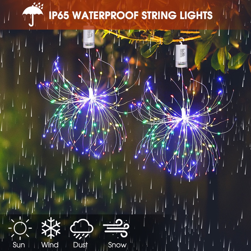 Dây Đèn LED 120/180 Bóng Hình Pháo Hoa Độc Đáo Trang Trí Nhà Cửa/ Sân Vườn