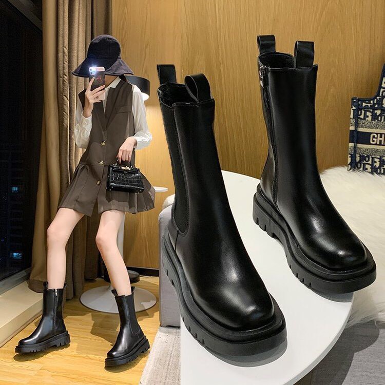 Giày Bốt Martin Đế Dày Cao 22cm  Mũi Tròn Thời Trang Cho Nữ