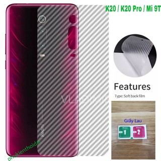 Dán lưng Carbon Xiaomi Redmi K20 / K20 Pro / Mi 9T chống trầy xước tặng giấy lau 21
