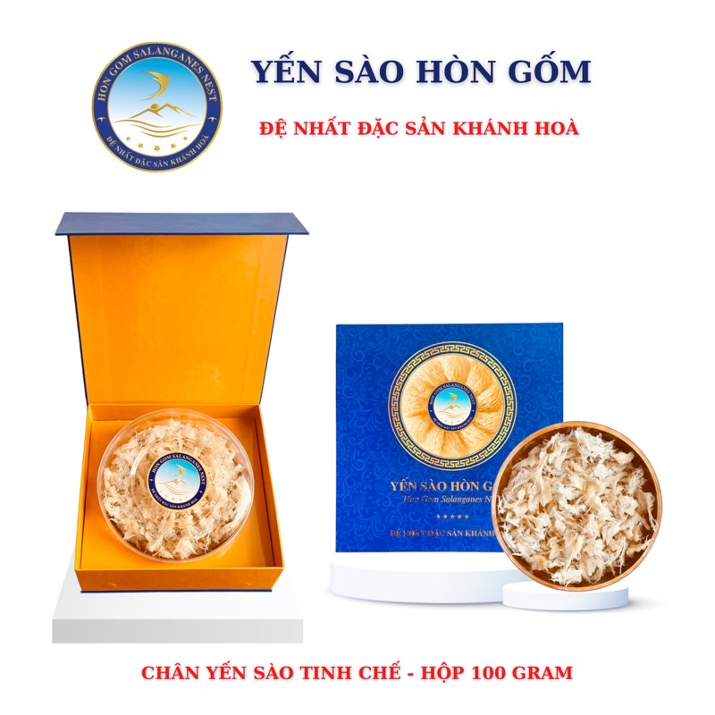 [Hộp 50/100g] Chân Yến Sào Tinh Chế Cao Cấp C1 - Yến Sào Hòn Gốm Chính Hiệu Khánh Hoà - H G SALAGANES NEST