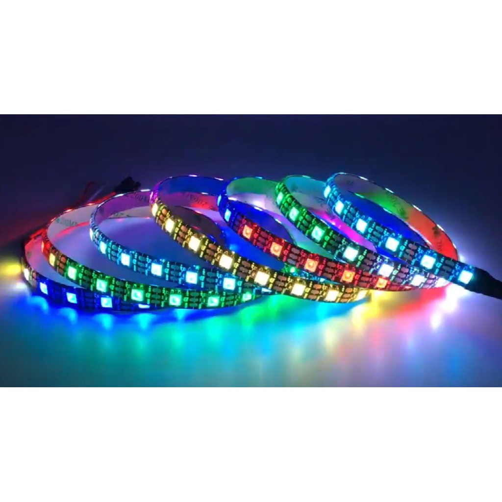 1 đèn LED STRIP WS2812B RGB 5050 INDIVIDUAL ADRESSABLE 300 150 5M IP30 WS2812 5VOLT lớn