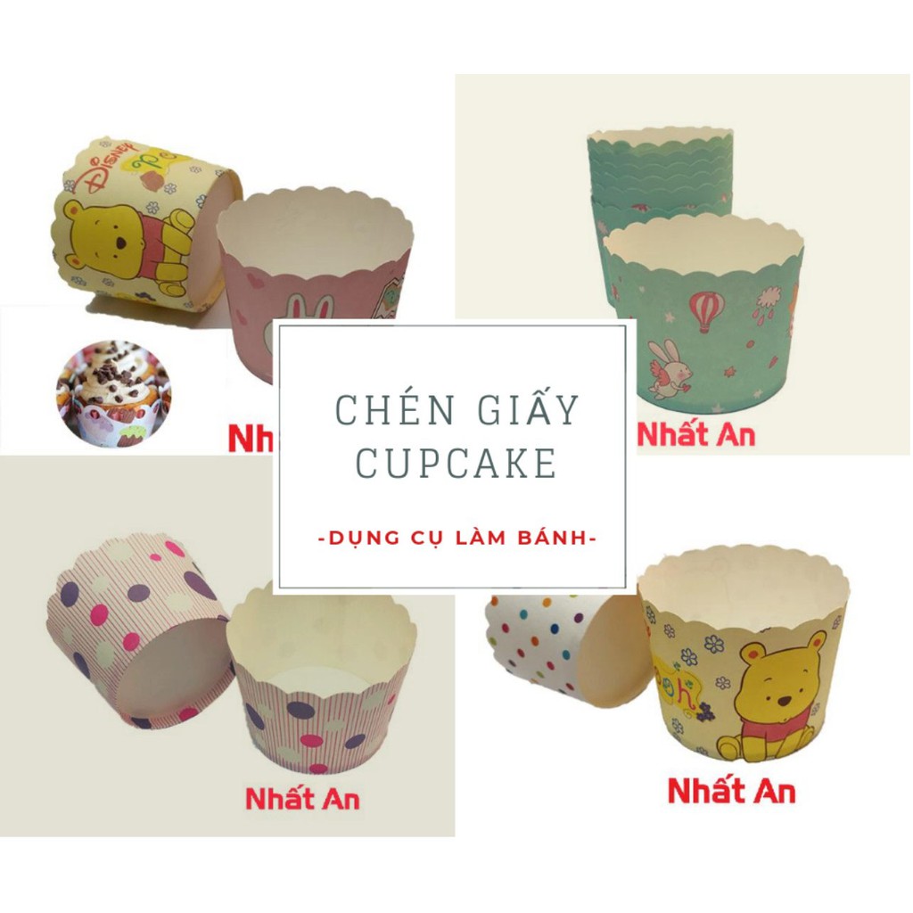 Chén giấy cupcake size lớn - 50 cái/cây (Mẫu ngẫu nhiên)