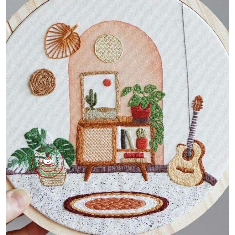 Bộ kit Nguyên liệu tập thêu tay thủ công Cơ bản Nội Thất Decor Trang trí - DIY Handmade Embroidery - Bách hóa Na Na