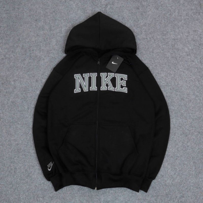 Áo Khoác HOODIE Có Khóa Kéo Thêu Họa Tiết NIKE FULLTAG & LEBEL Chính Hãng Cao Cấp