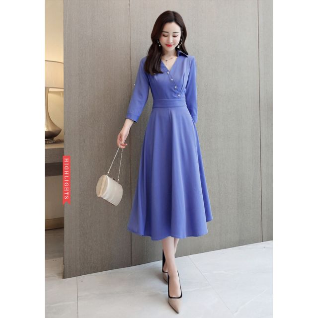 ĐẦM XÒE CHIFFON NÚT XÉO