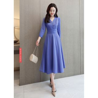 Đầm xòe chiffon nút xéo
