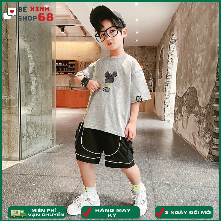 Bộ cộc tay bé trai 18-23kg, quần áo bé trai 4-14 tuổi ulca phong cách hàn quốc vải mềm mát, hàng may kĩ.Bé Xinh Shop 68