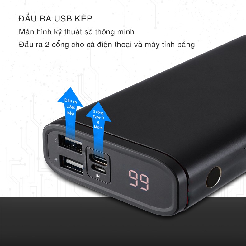 Pin sạc dự phòng  BAGI 10.000MAH màu đen, vàng P9 - Chính hãng bảo hành 12 tháng 1 đổi 1