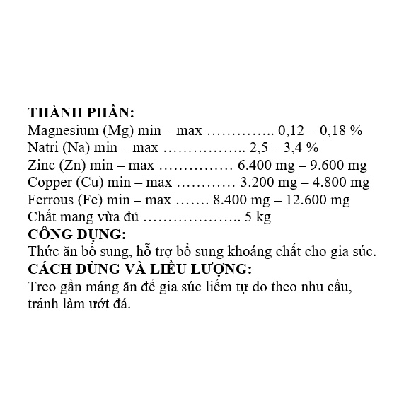 Đá Liếm Pro Lim Dinh Dưỡng, Khoáng Cho Bò, Bò Sữa, Bò Thịt cục 5kg
