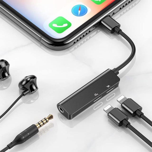 Jack Chia 3 cổng 2 cổng Lightning 1 Cổng 3.5 Baseus L52 Vừa sạc vừa nghe nhạc IPhone 7plus 8plus iPhone X iPhone XsMax