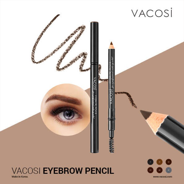 Chì Kẻ Mày Hai Đầu Vacosi Eyebrow Pencil ( Nâu Đen)