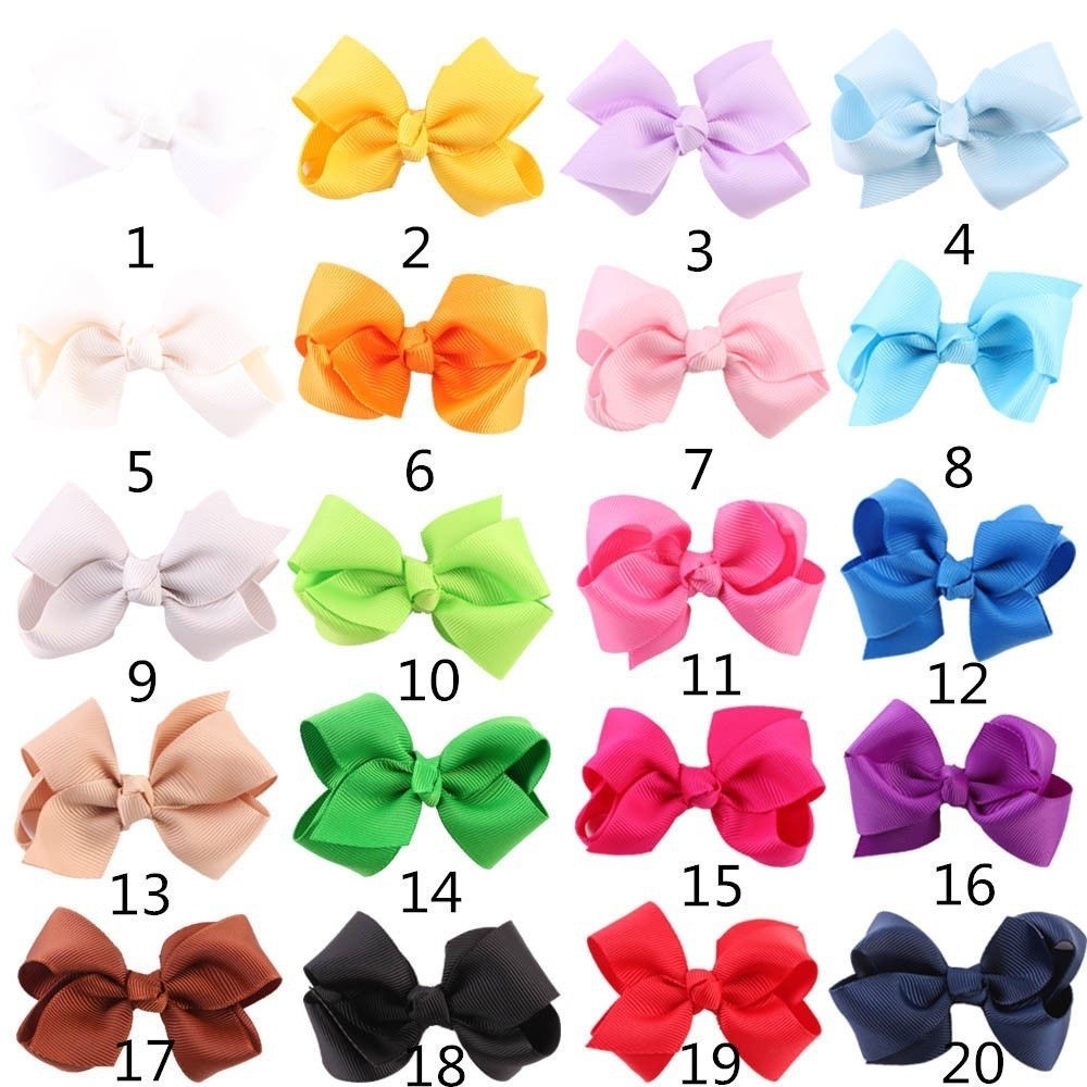 ღ♛ღ20Pcs Baby Kids Children Girl Bow Ribbon Alligator Hair Clip Hairpin Accessories