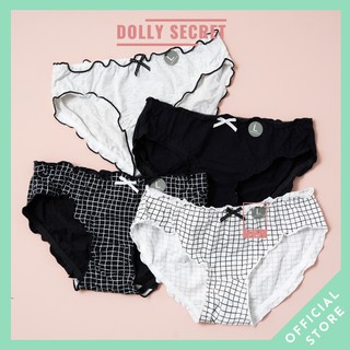 Quần lót cotton viền sóng đính nơ dễ thương vải kháng khuẩn cho nữ DOLLY SECRET QL028