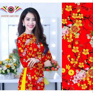 Áo dài tết xuân in 3d vải lụa nhật