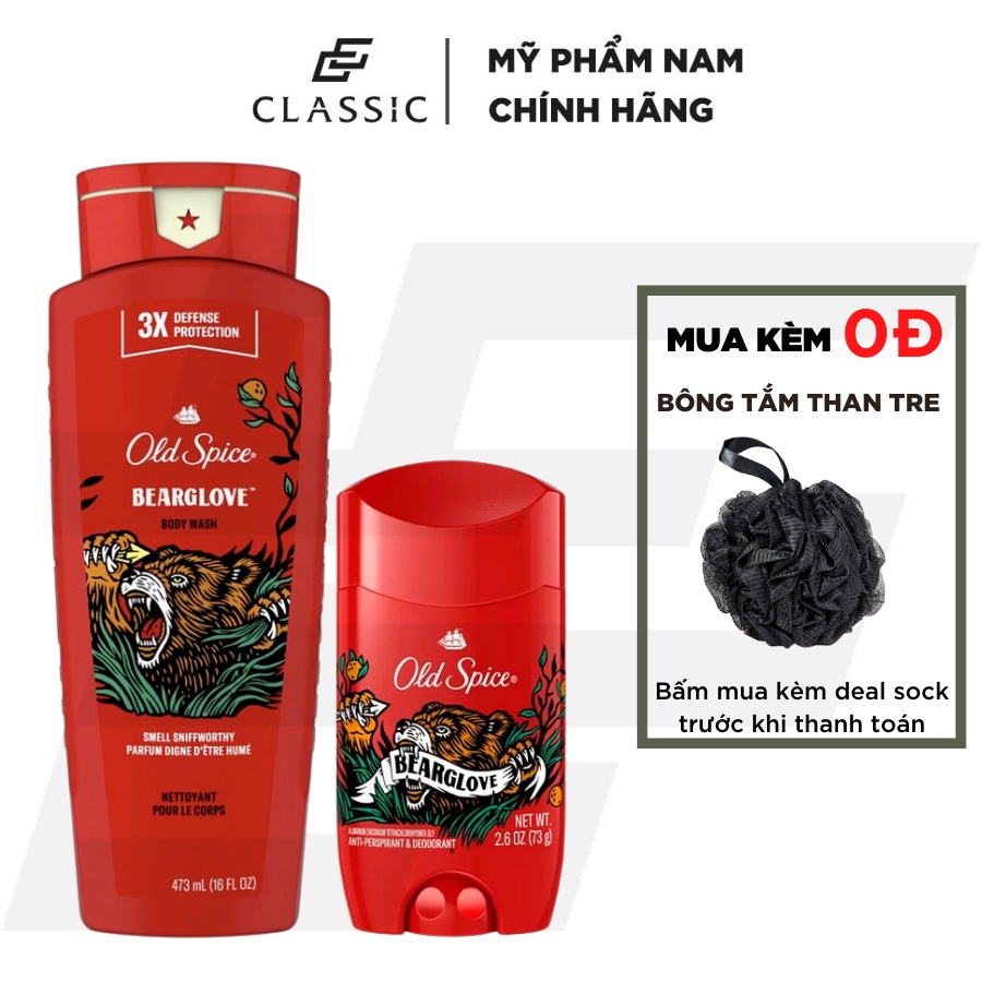 Combo Sữa Tắm và Lăn Khử Mùi Old Spice Bearglove