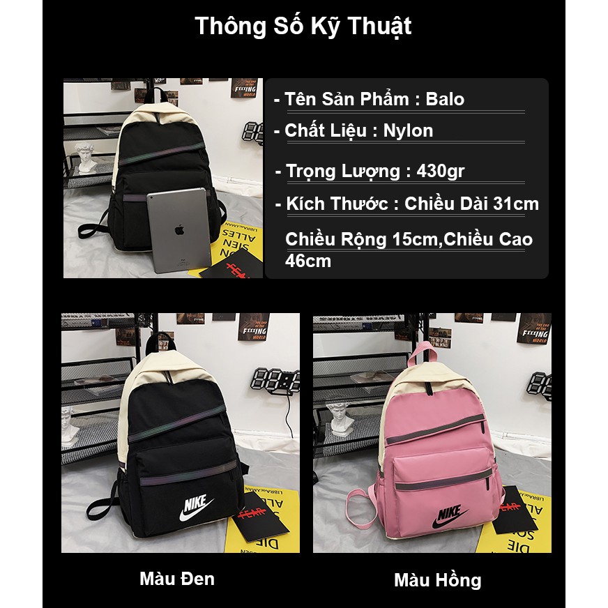 Balo nam nữ phản quang ZADA phong cách ulzzang thời trang đi học du lịch trẻ trung