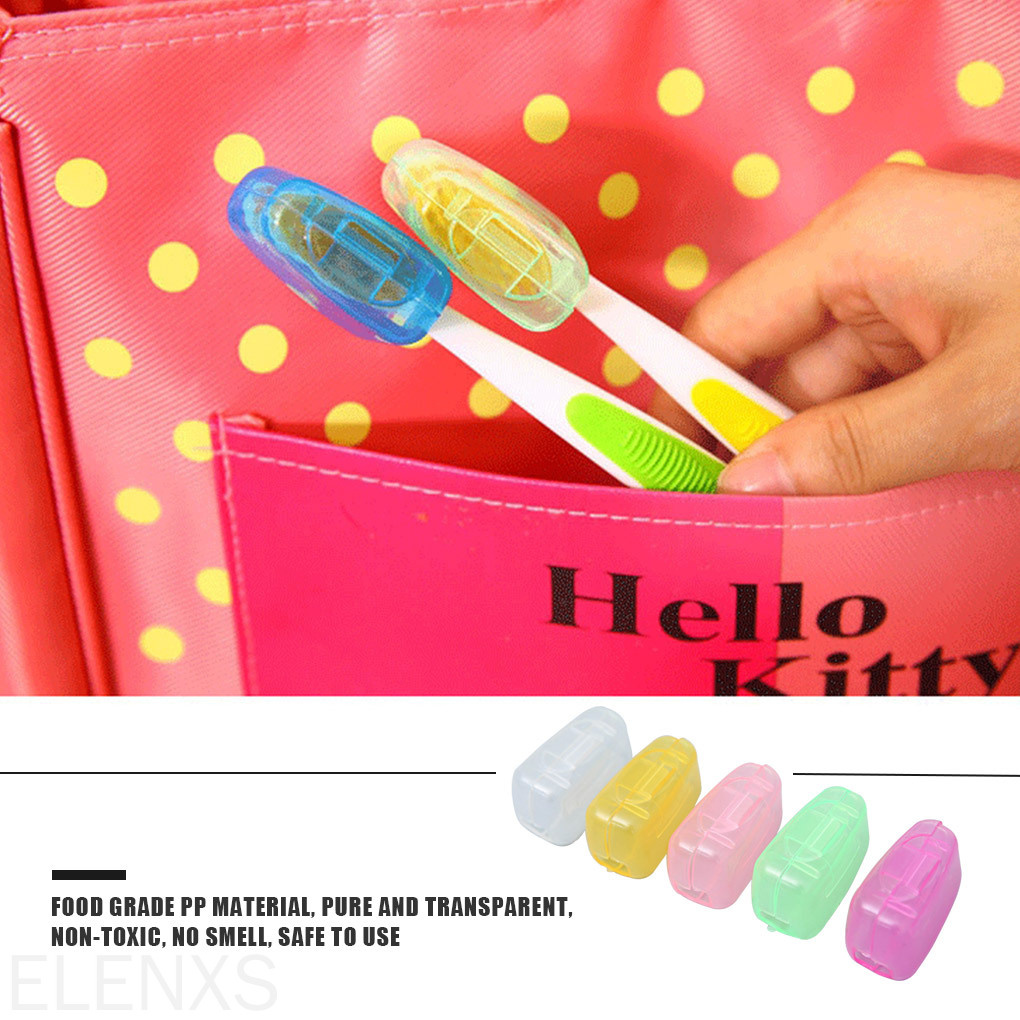 Set 5 Vỏ Bọc Đầu Bàn Chải Đánh Răng Bằng Nhựa Màu Sắc Ngẫu Nhiên Tiện Dụng Mang Theo Du Lịch Cắm Trại
