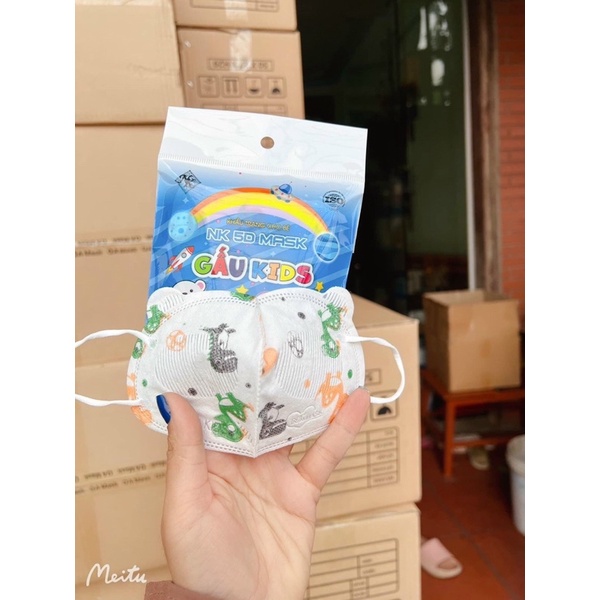 Túi 10 khẩu trang gấu trẻ em chống bụi siêu xinh cho bé