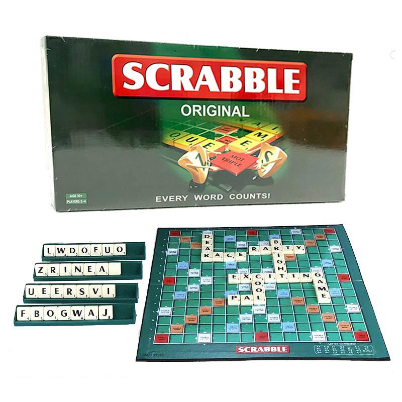 Scrabble Trò Chơi Trên Bàn Cờ English Word Crossword Educational Board Game Toys for Boys Girls Kids Small/Large Bua Tiec Tro Choi