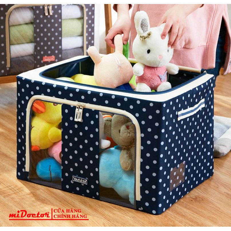 Túi Đựng Chăn Màn Quần Áo Khung Sắt Gấp Gọn miDoctor Kích Thước 50 x 40 x 33cm Giao Màu Ngẫu Nhiên